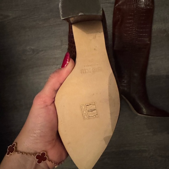 Paris Texas Dark Brown Croc-Embossed Heeled Boots - Picture 3 of 3